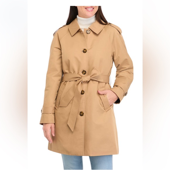 Ellen Tracy CLASSIC CAMEL Women's Coated Gab Trench Medium NWT 119$ retail - Picture 2 of 7